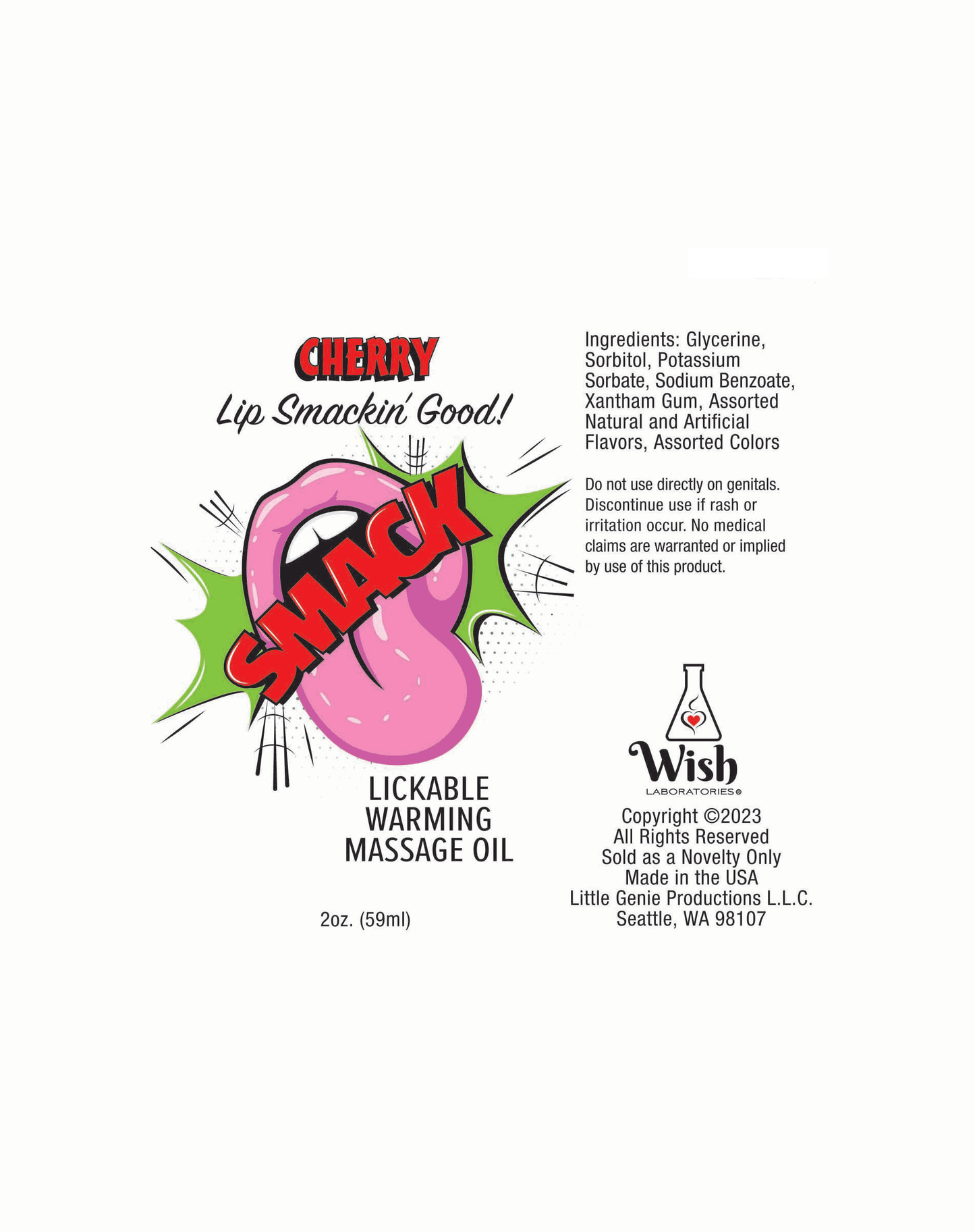 Smack Warming & Lickable Massage Oil - Cherry 2oz 🍒