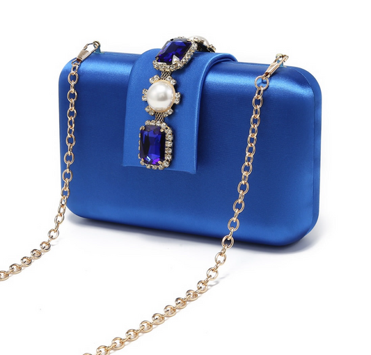 Satin Blue Clutch