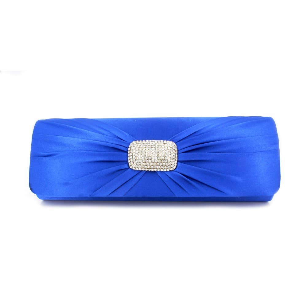 Evening Bag - Satin W/ Rhinestone Charm Closure -Blue